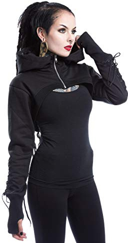 Chemical Black Ebony Bolero Frauen Kapuzenjacke schwarz