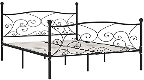 vidaXL Bettgestell mit Lattenrost Metallbett Doppelbett Bett Schlafzimmerbett Bettrahmen Ehebett Schlafzimmermöbel Schwarz Metall 180x200cm