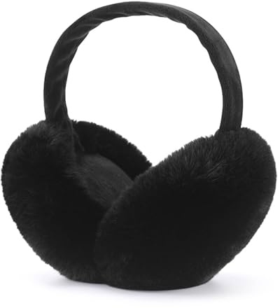 Airmoon Ohrenschützer für Frauen - Winter-Ohrenwärmer - Weiche & warme Kabelstrick-Pelz-Ohrschützer - Ohrenschützer für kaltes Wetter (Weiß) (schwarz)
