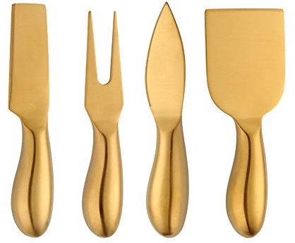 YDware Buttermesser Klein Set Käsemesser Edelstahl - Vollständiges Set von 4 Titanüberzogene Gold Käseschaufel buttermesser for Butter, Cheese, Jam and Pastries