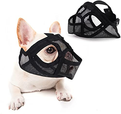 Maulkorb für Hunde, kurz, aus Netz, Maulkorb, französische Bulldogge, verstellbar, Maulkorb für Hunde, atmungsaktiv, Maulkorb für Hund, Kauen, Boyer, Training