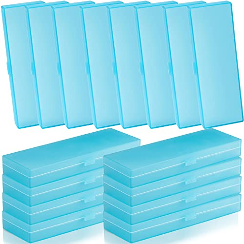 Pack of 24 Plastic Pencil Case Plastic Stationery Case Frosted Clear Pencil Box Pencil Tin Pencil Holder Box with Hinged Lid and Snap Closure for Pencils Pens School