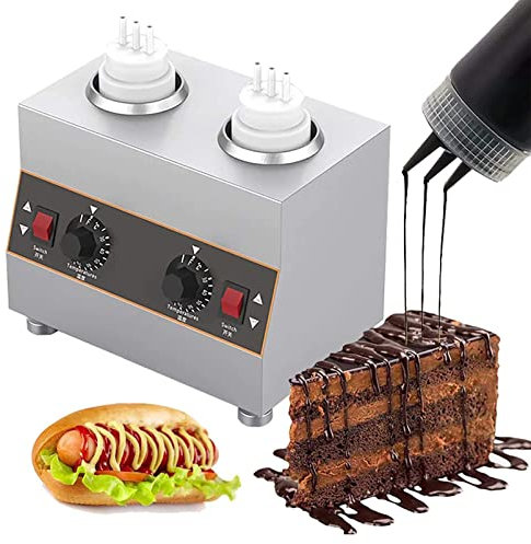 Calentador De Salsa De Alimentos Eléctrico Calentador De Mermelada Comercial Máquina De Conservación De Calor Calentador De Fondue De Queso De Mantequilla Con Botellas De Salsa,2 grids
