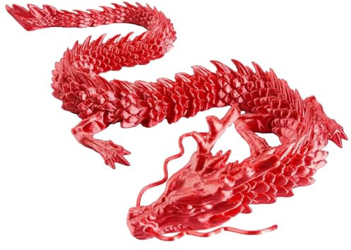 Atsmoce® Drago Giocattolo Stampato in 3D, Figure di Drago Misteriosa, Statua di Drago Realistica in Cristallo con Giunti Mobili, regalo a sorpresa, decorazione per casa/ufficio/auto, ecc. (Rosso)