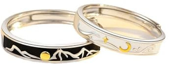Luxuriöser Versprechensring Für Paare – Romantische Sonnen- Und Mond-Eheringe, Eleganter, Glänzender, Verstellbarer Emaille-Ring, Charme Exquisiter Jubiläumsschmuck-Accessoires Für Frau Und Man