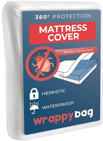 Wrappybag Bed Bug Mattress Protector - Waterproof Encasement 135x190x30 | 135x190x30 - full encasement waterproof bed bug mattress cover - for homes with children, pets or allergies