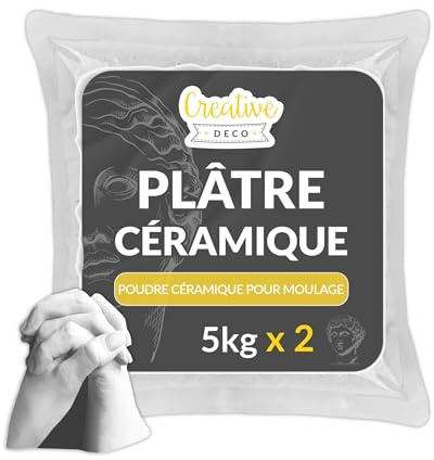 Creative Deco 10 kg Gießpulver weiß | 2 x 5 kg | Keramik Gießmasse | Gips zum Gießen | Reliefgießpulver Modelliergips | Zum Modellieren | Geruchlos