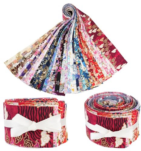 Whakano 40 Stück Baumwollstoff Patchwork Stoffe,Stoffe zum Nähen,Bedruckte Nähstoffe Paket,Stoffstücke für Näharbeiten,DIY Stoffpaket Quilten für Handwerken,Scrapbooking,Gemischte Farben,6,5x50cm