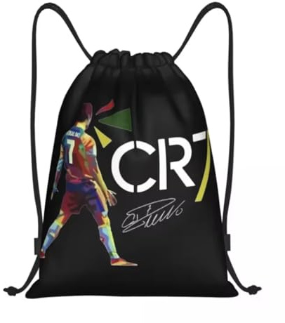 EZB Football Legend Ronaldo CR7 Sac 36 x 30 cm | Dos | Multi-usage : kits de sport, polyéthylène, gym, déjeuner, vacances, plage, sac à pompe de football