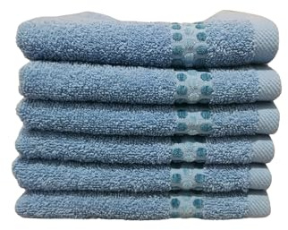 Maisonette Classy 100% Baumwolle Waschlappen (30 x50cm, 6er-Pack) - Gesicht, Hand Hellblau Handtücher für Badezimmer & Kleine Gästehandtücher