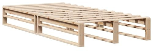 vidaXL Massivholzbett, Bettgestell Bettrahmen mit Lattenrost, Holzbett Bett für Schlafzimmer, Palettenbett Einzelbett, 100x200cm Kiefer