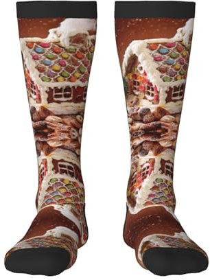 Weihnachtsstrümpfe für Damen und Herren, atmungsaktiv, bequem, lässig, bedruckt, Polyester, Outdoor, Wandern, Spazierengehen, 3 Schwarz, Einheitsgröße
