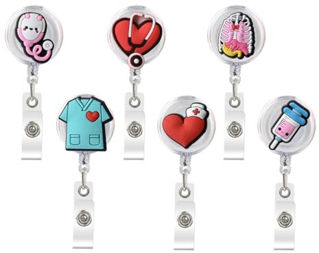 Krankenschwester Badge Halter,6 Stück Krankenschwester Abzeichen Halter, Ausweisjojo, mit Krokodilklemme, Einziehbare Abzeichenhalter für Krankenschwestern,Ärzte,Ausweishalter Krankenschwester Badge