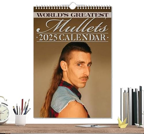 2025 Kalender Mullets: Kalender Der Besten Vokuhilas Der Welt 2025 | 2025 Vokuhila Friseurkalender | Lustiger Mullet Calendar 2025 | Haarkalender 2024–2025, Wandkalender Für Die Haarstil-Familie