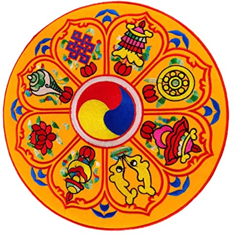 TOYANDONA Cojín para Cuenco Tibetano de Tejido Ligero Bordado Delicado, Almohadilla Redonda Amarilla para Meditación y Fácil de Transportar