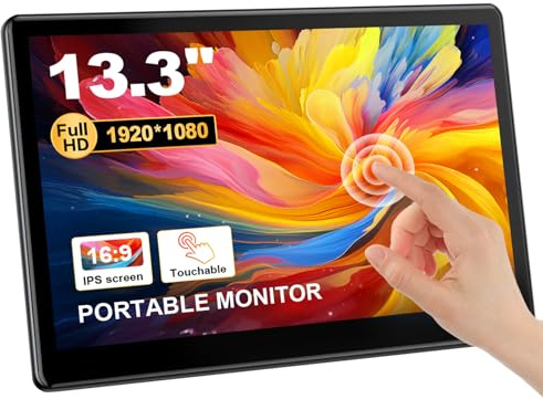 HOWENS Industrial Touchscreen Monitor 13.3 inch, FHD 1920×1080 IPS Laptop Touch Monitor HDMI VGA Display Support VESA Mount Compatible with Laptops PC Mac (13.3 Inch)