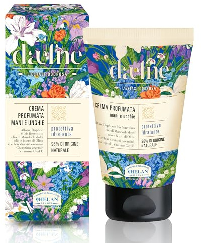 Helan Daefne - Crema Mani Secche e Screpolate con Vitamina C e E Rivitalizzante per Unghie con Cheratina Vegetale, Crema Idratante con Olio di Mandorle Dolci, 96% Origine Naturale, 50 ml Made in Italy
