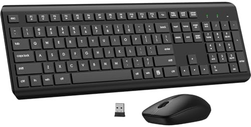 Wireless Keyboard and Mouse Combo, Full Size Silent Ergonomic Keyboard and Mouse, Long Battery Life, Optical Mouse, 2.4G Lag-Free Cordless Mice Keyboard for Computer, Mac, Laptop, PC, Windows