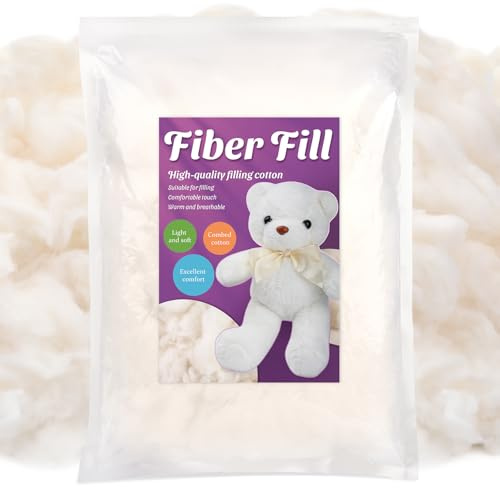 200g Combed Cotton Filling, High Resilience Cotton Stuffing, Stuffing for Stuffed Animals, Premium Pillow Stuffing for Small Stuffed Cushions Crochet DIY Crafts (7.06oz)