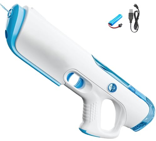 Elektrisk vattenpistol för vuxna och barn, elektrisk vattenpistol, vattenpistol med lång räckvidd, leksaksvattenpistol för barn Vit
