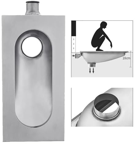 XAoSCd Toilettes À La Turque Modernes pour Petites Salles De Bains, en Acier Inoxydable, sans Odeur Et sans Coude en S, D,A