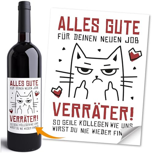 Moonworks® Weinetikett Flaschenetiketten selbstklebend Abschied Kollegin Arbeitskollege Flaschenetikett Weingeschenk Schwarz unisize