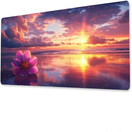 Amanecer Alfombrilla Ratón, XXL 1200x600x5mm Mouse Pad Grande, Base de Goma Antideslizante, con Bordes cosidos tapete Escritorio, Antideslizante Alfombrilla Teclado Flor, Adecuado doméstico I-6