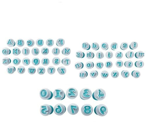 62 moldes cortadores de galletas con letras, cortador de galletas del alfabeto, cortadores de letras para fondant, decoración de pasteles, cortadores de galletas del alfabeto, forma de números