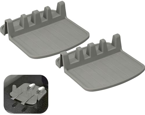 Envenzo Envenzo - Supporto per cucchiaio per utensili da cucina, mestoli, pinze per cucinare resistenti al calore (grigio, un pezzo)
