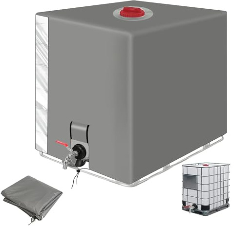 IBC -tankskydd, vattentank 1000L -tillbehör, regnvattenbehållare, skyddande presenning/regnvattenfolier dammtät skydd, utrustat med ett transparent visningsfönster, 120 x100 x116 cm