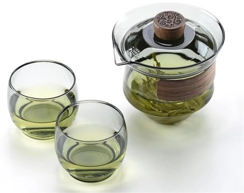 Ensembles De Tasses A Thé Soupière Verre Transparent Épaississement Résistant Chaleur Théière Couvercle Bol Puer Oolong Kung Fu Service Thé Drinkware(B)
