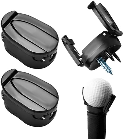 Gripiti Golf Ball Retriever for Putter 3 Pcs, Foldable Golf Ball Pick Up Tool Portable Grabber Golf Ball Training Aids Plastic Putters Balls Saver Claw with Stainless Steel Screws (Black)
