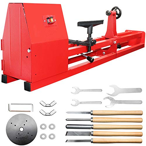 Wood Lathe 14 x 40, Power Wood Turning Lathe Adjustable 4 Speed 810/1180/1700/2480RPM, Benchtop Mini Wood Lathe with 5 Chisels for Woodworking