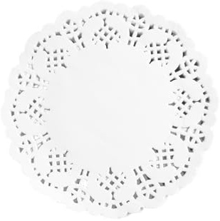 150 stycken tårtspets, 11,4 cm rund tårtbas, vit tårta spets, spetspapper lämplig för födelsedag, bröllop, fester, kakor, pizzor, papperstallrikar, osv