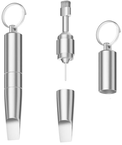 AEUXZA Kit Outils Triple Fonction pour Téléphone, Aiguille SIM avec Brosse de Nettoyage et Coupe-Paquet, Mini Outil EDC avec Porte-Clés pour Smartphone et Voyage, Argent