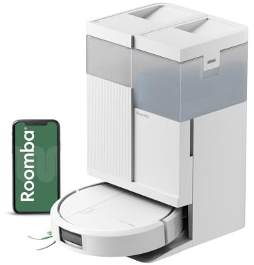 iRobot Roomba Plus 515 Combo Base AutoWash multifunción y autolimpiable, 22.000 Pascales, Mopa Extensible, Mopas DualClean Elevables, Lava&Seca con Calor,Clearview LiDAR, Autonomía 90 Días, Blanco