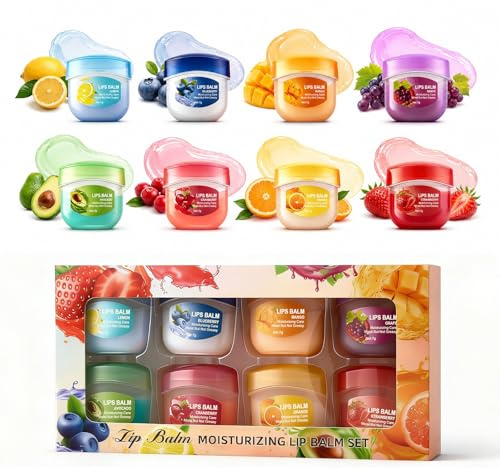 8 piezas Bálsamos Labiale, Bálsamo Labial Frutal Hidratante,Cuidado para Labios Secos y Agrietados, Líneas de labios, Lip Therapy