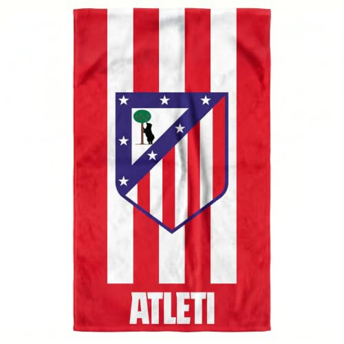 SaoTi Toalla Atletico de Madrid Algodón 320g/m² 75 x 150 cm Diseño Oficial Colchonero con Escudo - Toalla Baño Grande Suave Absorbente - Toallas Ducha Toallas Playa Grandes Premium Adulto