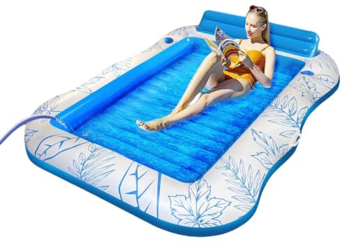 Uppblåsbar poolstol med kopphållare, extra tjock vuxen-vattenmadrass för sjöstranden, bärbar PVC-flottörsäng för avkoppling och semester
