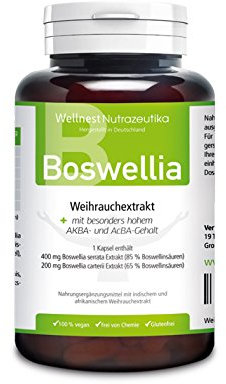 Wellnest Weihrauch Kapseln | hochdosiert | Mit Phospholipiden | Boswellia serrata 85% und Boswellia carterii 65% Extrakt | Reine Boswelliasäuren pro Kapsel 250mg | 180 Kapseln