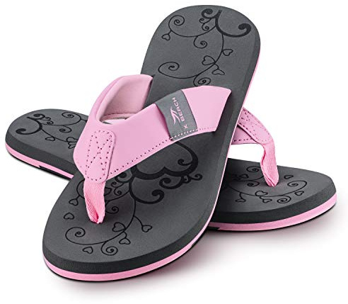 Ultrapower Flip-On Damen Zehentrenner | Flip Flops | Badelatschen | Strandschuhe | Duschlatschen | Zehenstegpantolette | Bad | Sauna Schuhe | Sandalen | ZT2 | Grau/Rose | Gr.39