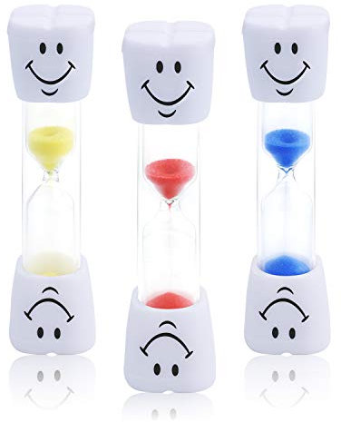 JUNDUN Kinder Zahnbürste Sanduhr 3 Farben Sanduhren Set 2 Minuten Smiley Sand Timer Zum Zähneputzen Kinder Farbsand