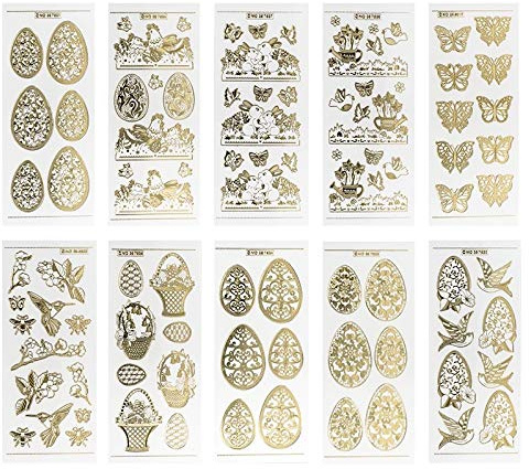 Ideen mit Herz Gravur-Sticker, transparent/gold, 10 Bogen à 10 x 23 cm | Goldene Aufkleber zum Basteln & Dekorieren | Geburtstag, Weihnachten, Rente & mehr (Frühjahr & Ostern 02)