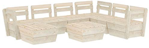 Tidyard Palettensofa Sofagarnitur Gartensofa Ecksofa Lounge Gartengarnitur Sitzgarnitur Sitzgruppe Gartenmöbel Gartenset Palettenmöbel mit Tisch/Ottomane 8-TLG.