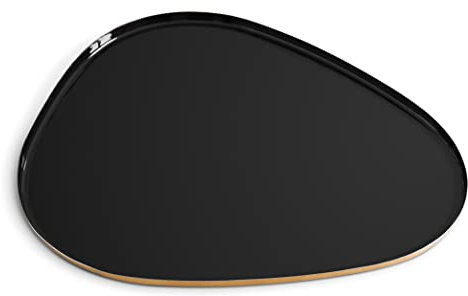 Allegorie Dekoratives Tablett | Stilvoller Kosmetik-Organizer oder Catchall-Herrendiener, goldenes Metall-Serviertablett für Couchtisch, Ottomane, Bar, Likör oder Cocktails, 40,6 x 31,8 cm (schwarz)