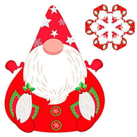 6 manteles Individuales de PVC navideños, Bonitos manteles Individuales de Mesa de Comedor navideños, Juego de Alfombrillas de gnomo navideño Rojo, para Cocina, Mesa de Comedor, Fiestas navideñas