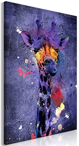 murando - Wandbilder Tier 60x90 cm Vlies Leinwandbild 1 tlg Kunstdruck modern Wanbilder XXL Wanddekoration Design Wand Bild Giraffe Abstrakt Farbflecken g-A-10018-b-a