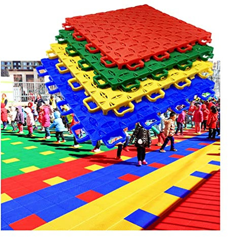 Tapis Caillebotis en Caoutchouc Carreaux De Sol À Emboîtement Modulaires Intérieurs Et Extérieurs, Grand Tapis De Sport Respirant Et Résistant Aux Intempéries avec Trous De Drainage