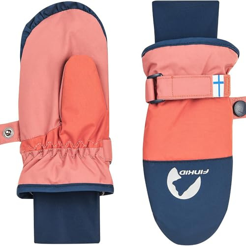 Finkid Kirjava Colorblock-Pink - wasserdichte atmungsaktive Kinder Fäustlinge, Größe M - Farbe Rose - Navy