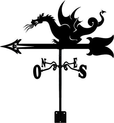 CAZARU Drache Wetterfahne Ornament für Mount Yard Decor Farm Retro Langlebig Szene Garten Wetterfahne Windrichtungsanzeige Messwerkzeug Garten Yard Einfache Verwendung und Installation